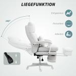 Kontorsstol Skrivbordsstol Ergonomisk Krämvit av Linnelook ve Metall för Kontor Vadderad Datorstol med Fotstöd