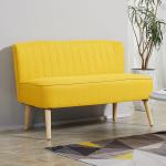 2-Sitsig Soffa i Gult Tyg, Modern Loungesoffa med Träben, Färgglad Inredningsdetalj för Vardagsrum, Gul, 117 x 56,5 x 77 cm