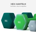 Hantelset med Förvaringsställ, 6 Hantlar för Styrketräning, 2x 1 kg, 2x 3 kg, 2x 5 kg