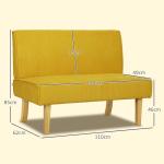 Soffa Loveseat Gul av Tyg med Manchesterlook och Trä för Vardagsrum 2-Sits Stoppad Soffa 110 x 62 x 85 cm