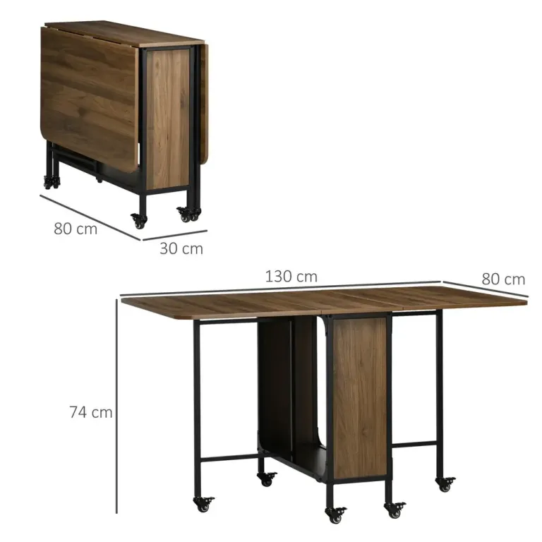 Matbord Fällbord Ljusbrun av Trä 130 x 80 x 74 cm, Brun