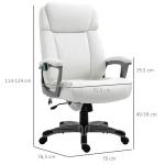 Massagekontorsstol, 6-punkts Massagevridstol, Ergonomisk, Justerbar, Konstläder, Böjt Nackstöd och Armstöd, Vit, 70 x 76,5 x 114–124 cm