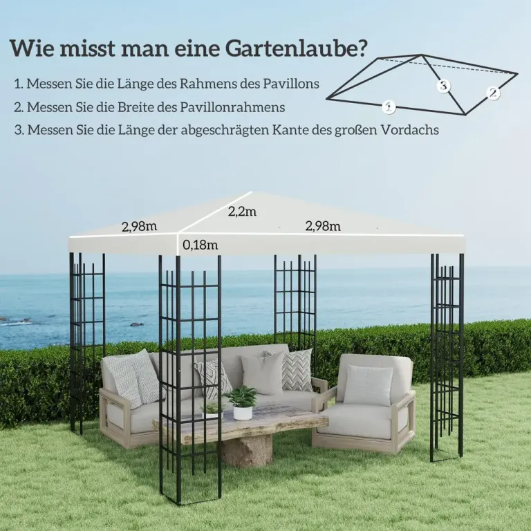 Ersättningstak för Paviljong Gazebotak Ljusgrå 3 x 3 m