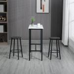 Barbord Matgrupp 3-Delat Vit Svart av Stål och MDF för Kök och Matsal med 2 Barstolar Kompakt Design Praktiskt Set