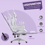 Gamingstol Ergonomisk och Spelstol med Svankstöd och Fotstöd samt Kaninöron och Kudde Ergonomisk och Bekväm Violett Tyg och Metall