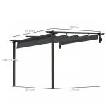 Terrasstak Pergola med Väggfäste Mörkgrå av Aluminium för Terrass och Trädgård Paviljong med Justerbart Tak 3 x 3 m