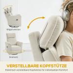 Relaxfåtölj Elektrisk med Liggläge Gräddvit Konstläder för Vardagsrum Ergonomisk Fåtölj med Justerbart Ryggstöd och Nackstöd