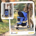 Hundvagn Husdjursvagn Buggy Blå Polyester för Hundar och Katter Hopfällbar och Lätt Perfekt för Resor