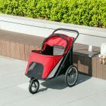 Hundvagn Dog Buggy, Hopfällbar med Liggdyna och Stålram, Röd/Svart