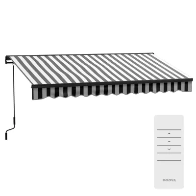 Balkongmarkis Kassettmarkis Grå Vit 350 x 250 x 150 cm