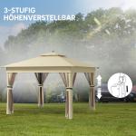 Pop-up Paviljong med LED-belysning och Myggnät för Trädgård Hållbar och Stabil Brun Polyester och Metall 3,3 x 3,3 m