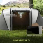 Campingtält Tunneltält för 4-5 Personer Blå av Polyester för Camping och Resor Vattenavvisande Familjetält med 3 Rum 3000 mm