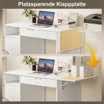 Datorbord på Hjul Hopfällbart Vit Spånskiva för Hemmakontor och Studier Platsbesparande Skrivbord med Skåp och Låda Flexibel Arbetsplats Modern