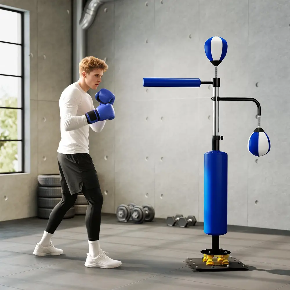 Boxningsställ med Speedball och Stång Blå Stål för 205 Cm