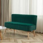 Soffa 2-sits Mörkgrön Tyg och Trä för Vardagsrum Retro Soffa med Träben och Mjuk Stoppning Kompakt 117x57x77 cm