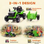 Elektrisk Åktraktor med Fjärrkontroll och Mjukstart för Barn 3-8 År, Grön