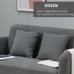 2-Sitsig Soffa med Fotstöd, Bekväm Loveseat i Sammet med Träben, Kompakt Tygsoffa för Vardagsrum, Grå