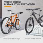 Cykelställ Flexibelt för 5 Cyklar Utbyggbart Golv- eller Väggmonterat Passar Däck Upp till 55 Mm Galvaniserat Stål Silver 130 X 33 X 27 Cm