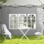 Sidoväggar 2-pack med Fönster för Paviljong Hållbar och Vattentät för Utomhusbruk Ljusgrå Polyester 3 x 3 m