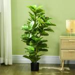 Konstgjord Ficus med 90 Realistiska Blad och Plastkruka för Vardagsrum och Kontor Hållbar och Prisvärd Grön Plast för Inomhusbruk 110 cm