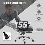 Kontorsstol Chefsstol Mörkgrå av Tyg och Metall för Kontor Ergonomisk Massagestol med Liggfunktion Höj och Sänkbar