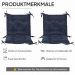 Sittdynor 2-pack med Bindband och Tjock Vaddering för Trädgårdsstolar Hållbar och Bekväm Mörkblå Tyg 98 x 50 cm