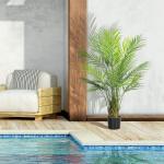 Konstgjord Palm 120 cm, Konstgjord Växt med Plastblad i Kruka för Vardagsrum och Kontor