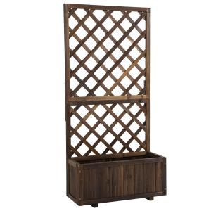 Odlingslåda med Spaljé, Upphöjd Blomlåda i Trä för Klätterväxter, Dekorativ Rumsavdelare för Trädgård, Natur, 72,5 x 31,5 x 149,5 cm