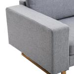 Hörnsoffa i Tyg, Modern 2-Sits Soffa med Träben, Bekväm Loungesoffa för Vardagsrummet, Ljusgrå