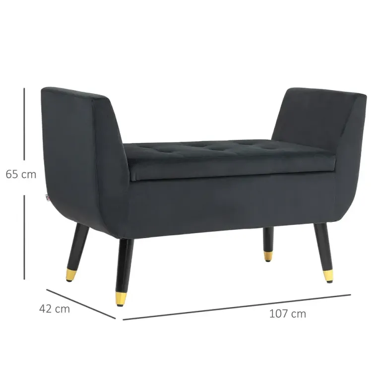 Sittbänk med Förvaring i Sammet Ljusgrå 107 x 42 x 65 cm