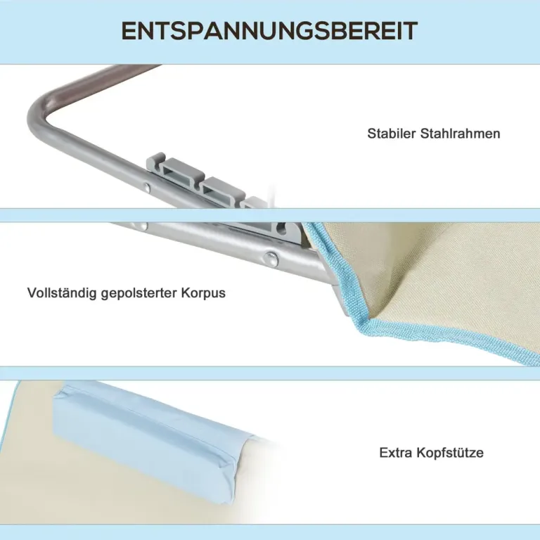 Hopfällbara Strandmattor 2-Pack Justerbara, Beige