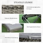 Solsäng i Konstrotting med Dyna, Ergonomisk Solstol i S-Form, Justerbar Rygg för Avkoppling, Grå, 207 x 70 x 70 cm
