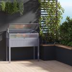 Upphöjd Odlingsbänk med Drivhus, 2-i-1 Planteringslåda med Polykarbonattak, Skyddar Tomater och Grönsaker, Grå, 120 x 54 x 112/122 cm