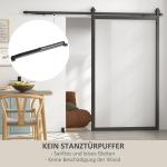 Skjutdörrsbeslag Dörrskena Svart av Kolstål för Skjutdörrar Set med Skenor och Rullar 244 cm