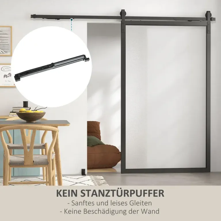 Skjutdörrsbeslag Dörrskena Svart av Kolstål 244 cm