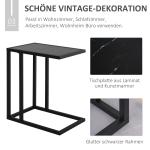 Sidobord Soffbord Svart av Metall och MDF med Marmoreffekt för Vardagsrum och Sovrum 45 x 30 x 51,5 cm