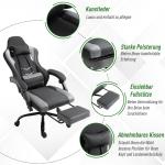 Spelfåtölj Höjdjusterbar med Nackstöd och Svankkudde Ergonomisk upp till 120 Kg med Fotstöd Svart