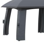 Stort Partytält med Dubbeltak, Rymlig Paviljong med Myggnät och Sidoväggar, Robust Solskydd för Fest, Mörkgrå, 3 x 6 m