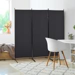 Rumsavdelare, 3-panelers Sekretessskärm, Metallram, Svart