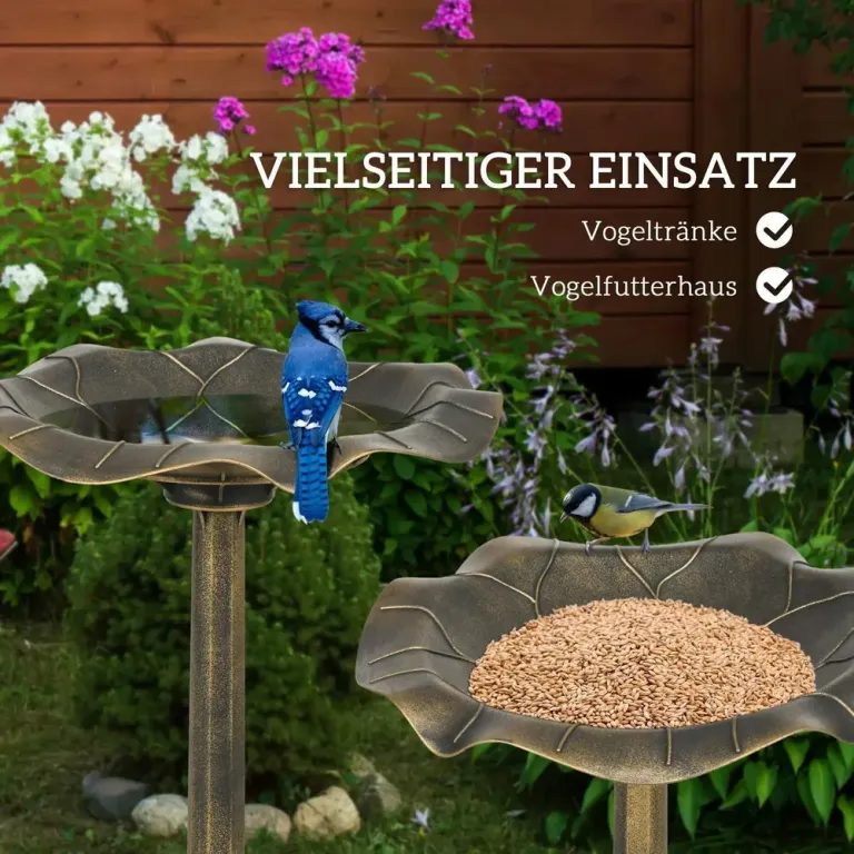 Fågelbad Fågelmatare Brons av Plast Fågelbassäng 71 cm