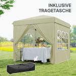 Lusthus Partytält Pop-Up Paviljong Krämvit av Polyester och Metall för Trädgård och Camping Vintertätt Tält med 4 Sidopaneler 2,5 x 2,5 m