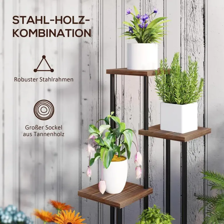 Växtställ Blomsterhylla 5 Våningar Svart 110 cm