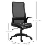 Ergonomisk Kontorsstol i Mesh, Bekväm Skrivbordsstol med Andasfunktion, Höj- och Sänkbar Snurrstol för Kontor, Svart