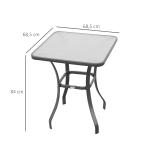 Fyrkantigt Trädgårdsbord med Glasskiva Väderbeständigt Matbord Stabil Metallram Svart 68,5 X 68,5 Cm