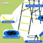 Gungställning Lekplats Gul av Stål och Plast för Barn 4-i-1 Ställning med Barngunga 2 Gungor och Basketkorg