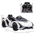 Barnelbil 12V, Lamborghini SIAN SUV, 2 Körlägen, Fjärrkontroll, Musik (MP3/USB), LED, 37–60 Månader, Vit, 108 x 62 x 40 cm