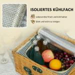 Picknickfodral i Pilträ för 2 Personer med Isolerat Kylfack och Bestickset, Ljusbrun