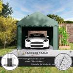 Tältgarage Carport Tält Grön av PE och Stål för Bil och Båt UV-Beständigt Garagetak med Rulldörrar 3 x 6 m