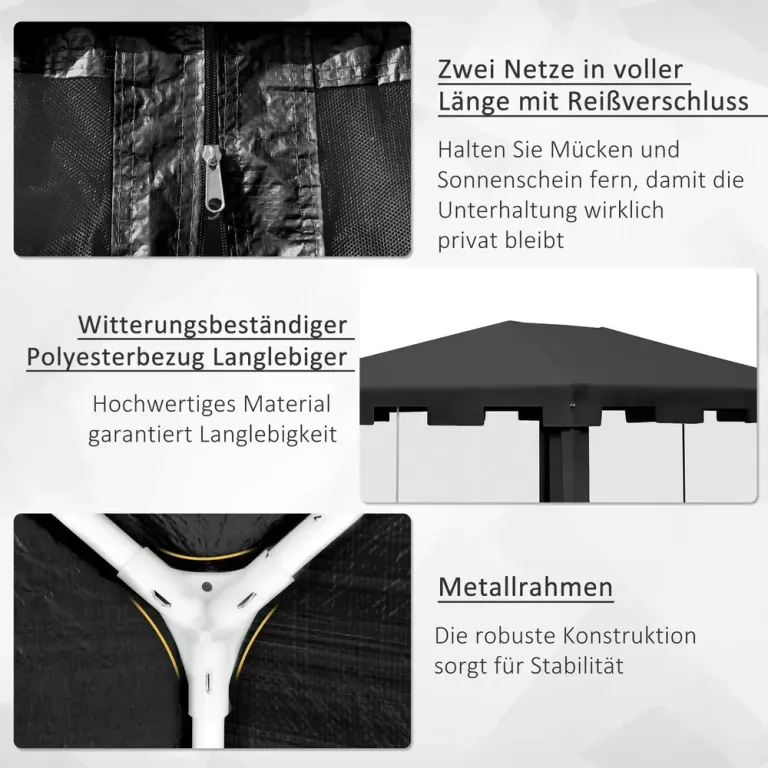 Gazebo Partytält Mörkgrå av Metall och PE 4 x 3 m