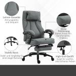 Kontorsstol med Massagefunktion och Fotstöd, Höj- och Sänkbar Chefsstol, Ergonomisk Snurrstol, Linnelook, Grå, 64 x 74 x 109–117 cm